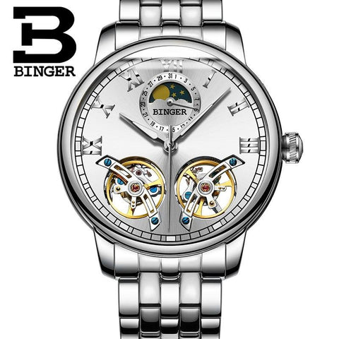 Image of Binger Swiss Double Tourbillon Mechanical Watch Men B 8607