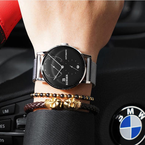 Image of Binger Swiss Sapphire Curved Mechanical Watch Men B 1187