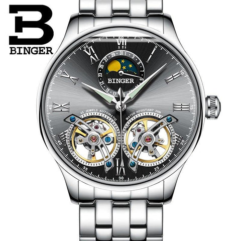 Image of Binger Swiss Double Tourbillon Elegant Mechanical Watch Men B 8606 A