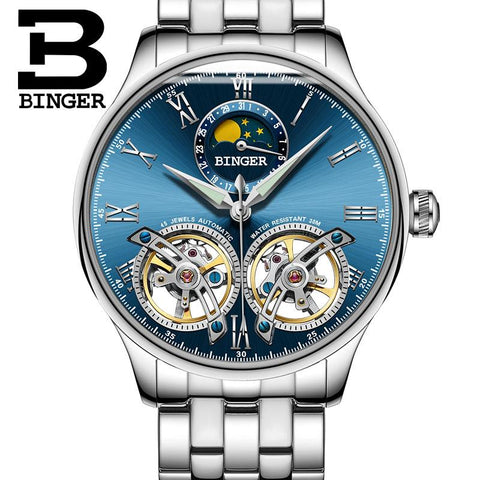 Image of Binger Swiss Double Tourbillon Elegant Mechanical Watch Men B 8606 A