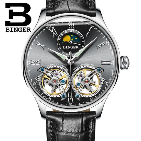 Image of Binger Swiss Double Tourbillon Elegant Mechanical Watch Men B 8606 A