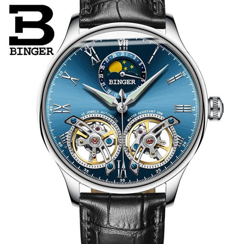 Image of Binger Swiss Double Tourbillon Elegant Mechanical Watch Men B 8606 A