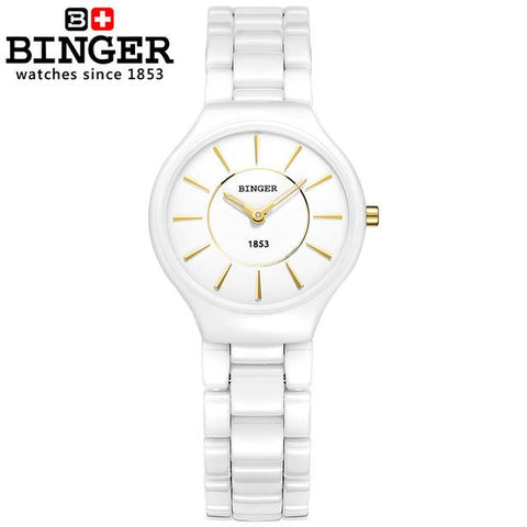 Image of Binger Swiss Ceramic Ultra Slim Quartz Watch Women B 8006