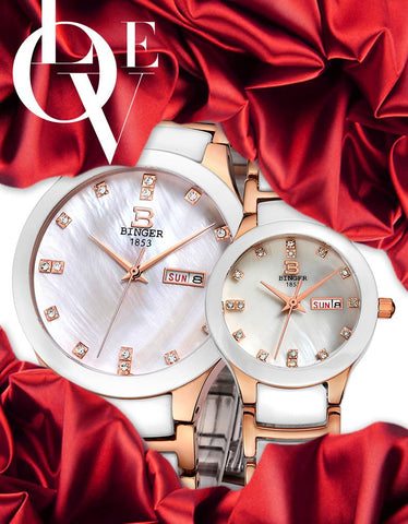 Image of Binger Swiss Ceramic Quartz Couple Watch BS236CD