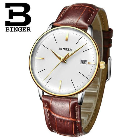 Image of Binger Swiss Vintage Cambered Dial Mechanical Watch Men B 5078