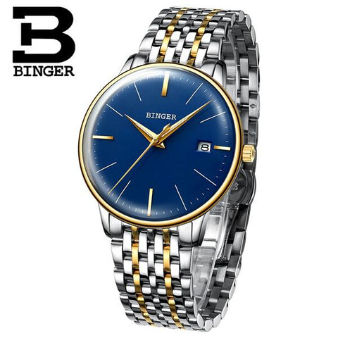 Image of Binger Swiss Vintage Cambered Dial Mechanical Watch Men B 5078