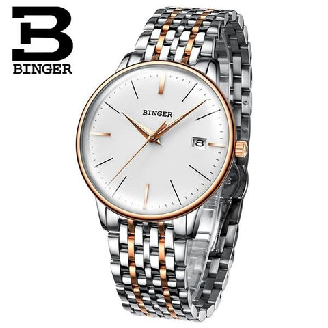 Image of Binger Swiss Vintage Cambered Dial Mechanical Watch Men B 5078