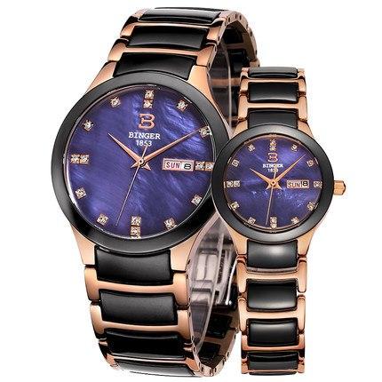 Image of Binger Swiss Ceramic Quartz Couple Watch BS236CC