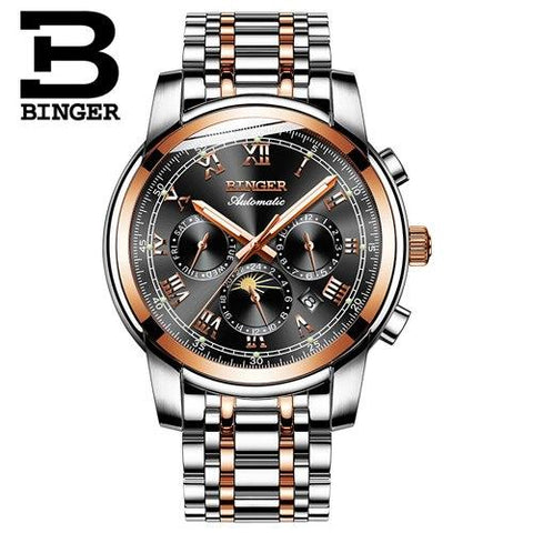 Image of Binger Swiss Mechanical Moon Phase Watch B 1178