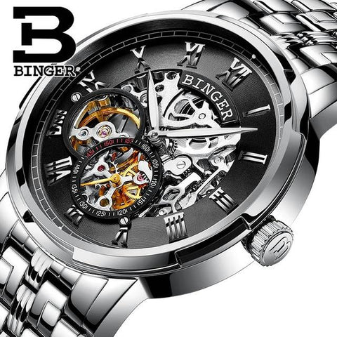 Image of Binger Swiss Skeleton Mechanical Men's Watch B 5036