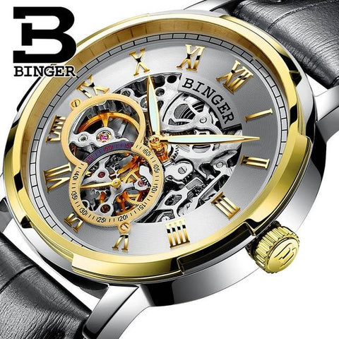 Image of Binger Swiss Skeleton Mechanical Men's Watch B 5036