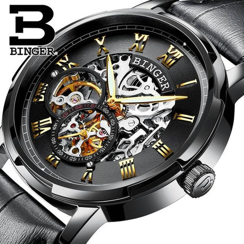 Image of Binger Swiss Skeleton Mechanical Men's Watch B 5036