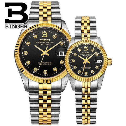 Image of Binger Swiss Striped Mechanical Couple Watch BS169CG