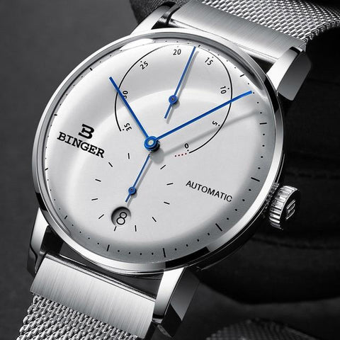 Image of Binger Swiss Sapphire Curved Mechanical Watch Men B 1187