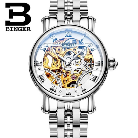 Image of Binger Swiss Hollow Mechanical Watch Women B 5066 HW