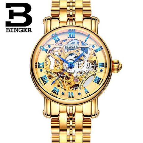 Binger Swiss Hollow Mechanical Watch Women B 5066 HW