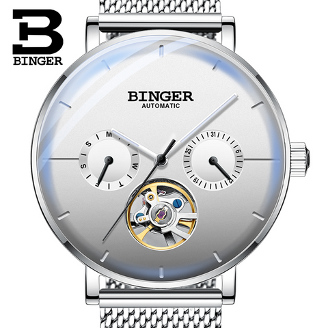 Image of Binger Swiss Mechanical Black Business Luxury Men Watch B 8612