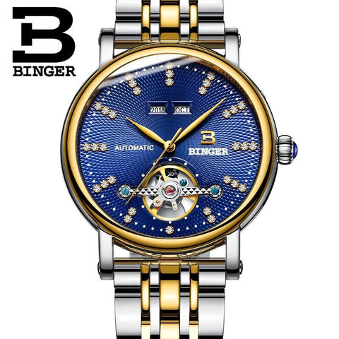 Image of Binger Swiss Diamond Studded Mechanical Watch Men B 1173