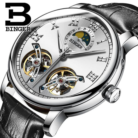 Binger Swiss Double Tourbillon Mechanical Watch Men B 8607