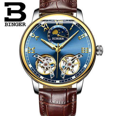 Image of Binger Swiss Double Tourbillon Mechanical Watch Men B 8607