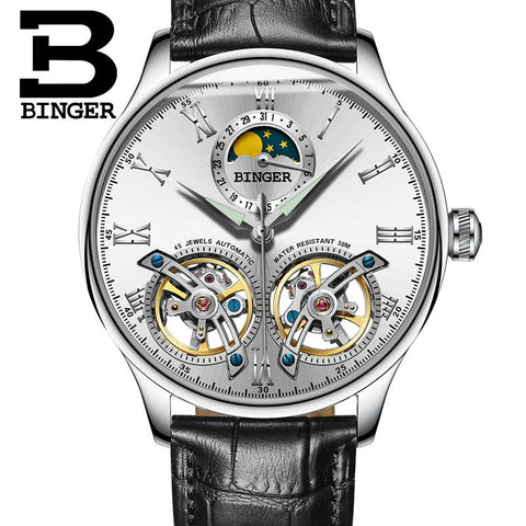 Image of Binger Swiss Double Tourbillon Elegant Mechanical Watch Men B 8606 A