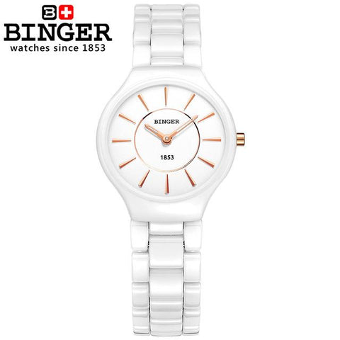 Image of Binger Swiss Ceramic Ultra Slim Quartz Watch Women B 8006