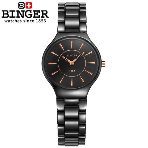 Image of Binger Swiss Ceramic Ultra Slim Quartz Watch Women B 8006