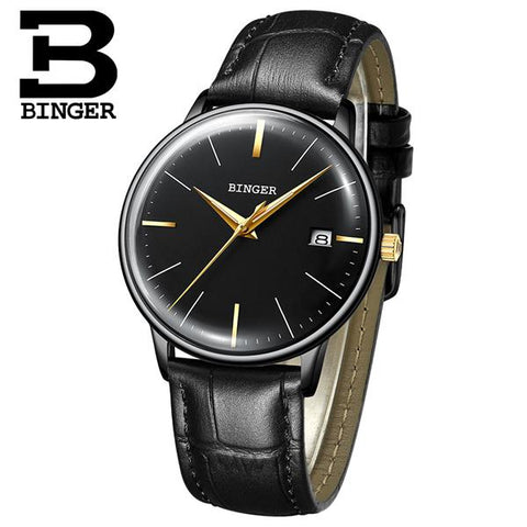 Image of Binger Swiss Vintage Cambered Dial Mechanical Watch Men B 5078