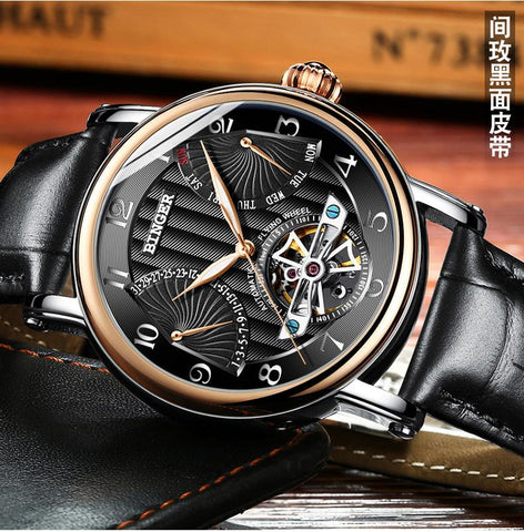 Binger Swiss Super Luxury Tourbillon Mechanical Watch Men B 1172