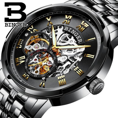 Image of Binger Swiss Skeleton Mechanical Men's Watch B 5036