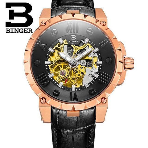 Image of Binger Swiss Skeleton Robust Mechanical Watch B 5032