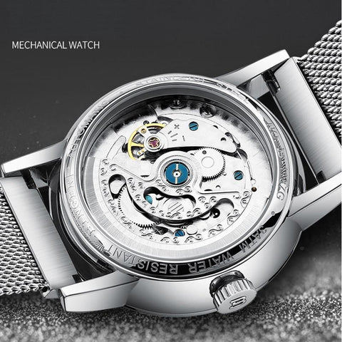 Image of Binger Swiss Sapphire Curved Mechanical Watch Men B 1187