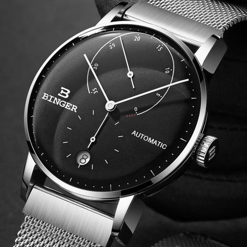 Image of Binger Swiss Sapphire Curved Mechanical Watch Men B 1187