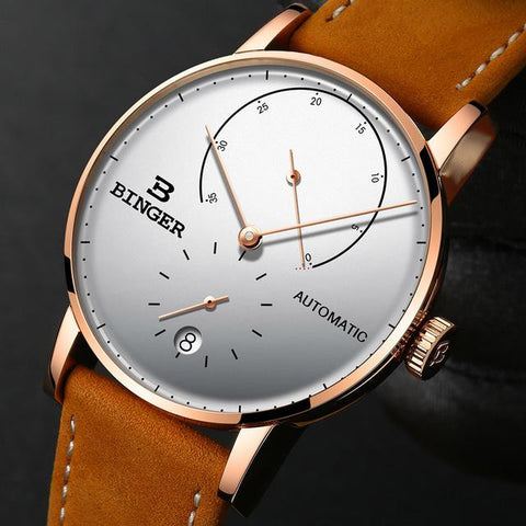 Image of Binger Swiss Sapphire Curved Mechanical Watch Men B 1187