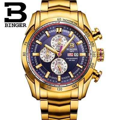 Binger Swiss Chronograph Quarz Watch Men B 1163