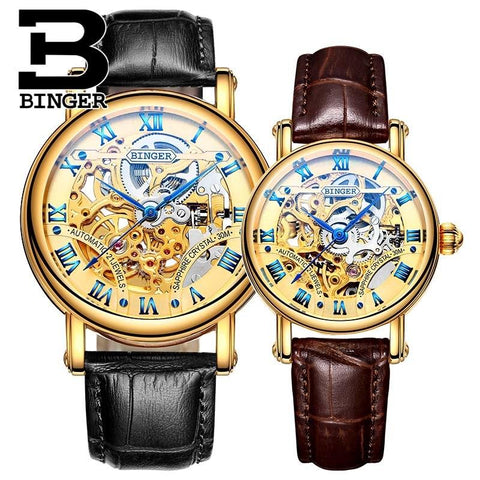 Image of Binger Swiss Hollow Mechanical Couple Watch BS5066HL