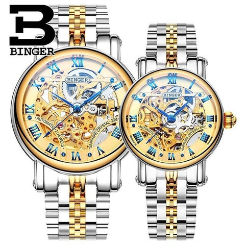 Image of Binger Swiss Hollow Mechanical Couple Watch BS5066HL